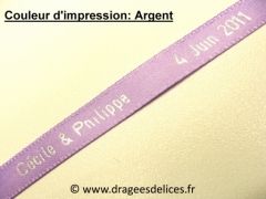 Bracelet souvenir en satin imprimé Mauve