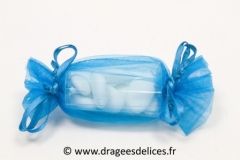 Sac papillote en organza pour mariage baptême et communion Turquoise