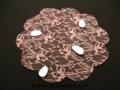 Tulle en dentelle pas cher pour dragées Vieux rose