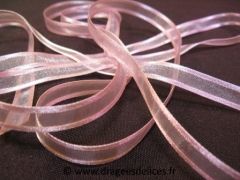 Ruban organza bordé satin  Vieux rose