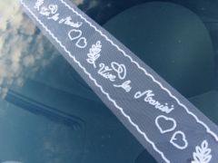 Ruban de tulle vive les mariés pour vos décorations de voiture Blanc
