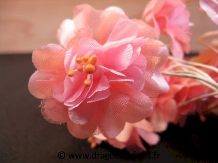 Fleur ouverte pour décoration de tulle à dragées  : Fleur ouverte rose pour décoration de tulle à dragées