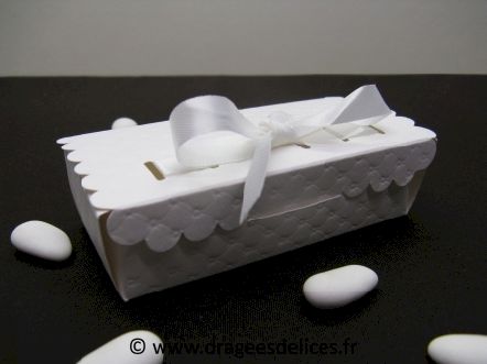 Boite rectangulaire Noémie pour mariage baptême et communion : Boite pour dragées rectangulaire blanche
