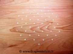 Tulle floqué cœurs à garnir avec des dragées Blanc