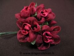 Fleur Frezia en satin et organza pour décorations et scrapbooking Bordeaux