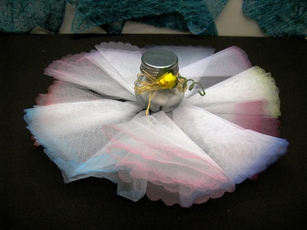 Tulle à dragées bord teinté pour mariage baptême et communion