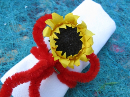 Fleur de tournesol pour décoration de contenants dragées et déco de serviette : Fleur de tournesol pour décoration de serviette