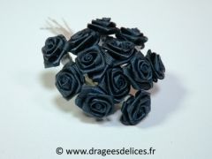 Fleur mini rosette ourlée pour décorations de tulles et boites de dragées Bleu marine
