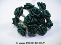 Fleur mini rosette ourlée pour décorations de tulles et boites de dragées Vert foncé
