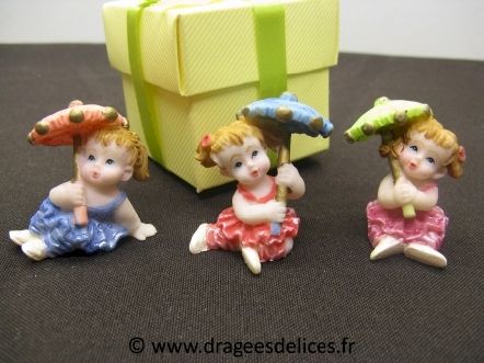 Petite fille avec une ombrelle sujet de décoration pour baptême : Petite fille avec une ombrelle sujet de décoration pour baptême pas cher