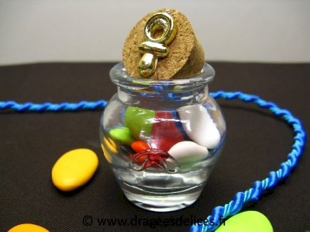 Pot de miel en verre pas cher à garnir de dragées pour vos cérémonies : Pot de miel à garnir de dragées pour mariage baptême et communion