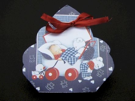 Eventail en carton à garnir de dragées pour baptême bébé landau : Eventail en carton pour baptême bébé landau
