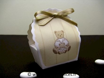 Ballotin baptême pour dragées oursons brun