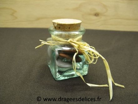 Pot en verre carré pour mariage baptême et communion