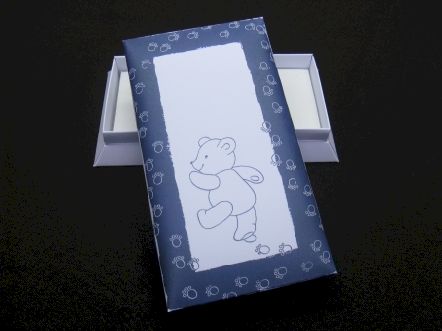 Boite rectangulaire pour dragées de baptême petit pas de nounours