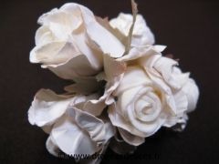 Fleur en papier et mousse avec feuilles pour décoration de fête Blanc