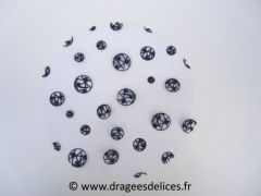 Rond de tulle à dragées floqué manille Bleu foncé