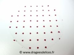 Tulle floqué cœurs à garnir avec des dragées Bordeaux