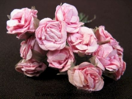 Bouton de rose en papier pour décoration de tulle et boite de dragées : Bouton de rose rose pour décoration de tulle et boite de dragées