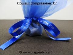 Bracelet souvenir en satin imprimé Bleu royal