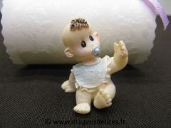 Petit sujet en résine pour baptême garçon ou baptême fille Bleu ciel