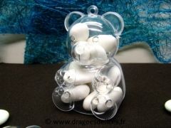 Oursons en plexiglass pour baptême garçon ou fille 
