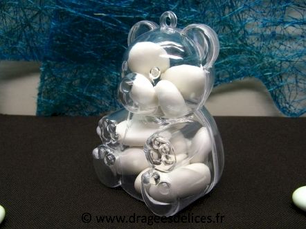 Oursons en plexiglass pour baptême garçon ou fille