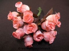 Bouton de rose pour décoration de tulles mariage baptême et communion Pêche