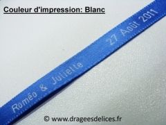 Ruban souvenir en satin imprimé Bleu outre mer