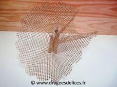 Tulle en résille or avec bord festonné  Or