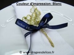 Bracelet souvenir en satin imprimé Bleu marine