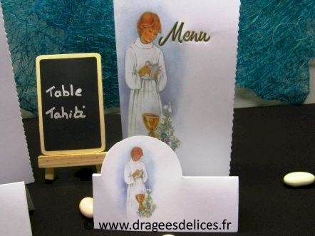 Menu communion garçon en aube