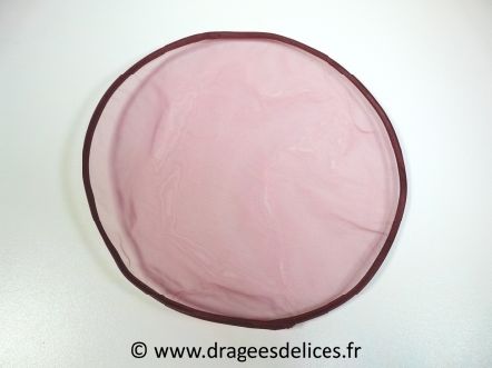 Voile Morgane brillant avec bord satin à garnir de dragées : Voile morgane brillant bordeaux avec bord satin à garnir de dragées