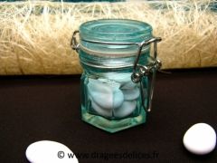 Bocal en verre teinté avec fermeture métallique Turquoise