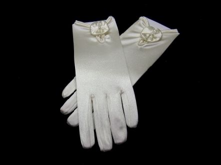 Gants en satin fleur et perles