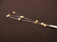 Tiges de 3 brins de perles de couleur pour décoration et scrapbooking Ivoire