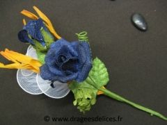 Bouquet de roses avec raquettes Bleu marine