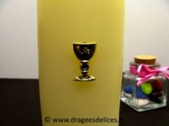 Bougie communion avec son calice Or