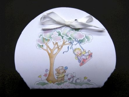 Eventail bébé balançoire pour dragées de baptême : Eventail bébé balançoire pour dragées de baptême pas cher