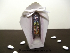 Ballotin communion vitrail avec dorure à chaud 