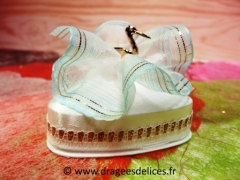 Boite pour baptême garçon ou fille avec déco cygogne Bleu ciel