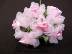 Fleur Frezia en satin et organza pour décorations et scrapbooking Rose