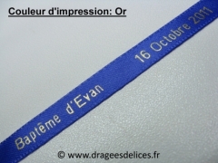 Bracelet souvenir en satin imprimé Bleu