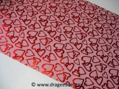 Chemin de table coeurs organza en fin de série Rouge