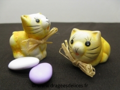 Petit chat en terre cuite pour décoration de boites et contenants 
