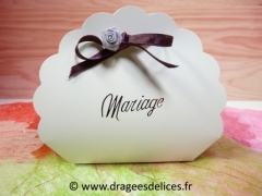 Eventail pour dragées de mariage collection carton glacé Blanc