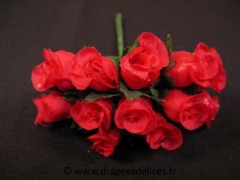 Bouton de rose pour décoration de tulles mariage baptême et communion Rouge