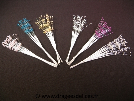 Tiges de 3 brins de perles de couleur pour décoration et scrapbooking