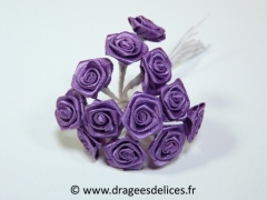 Fleur mini rosette ourlée pour décorations de tulles et boites de dragées Violet