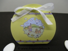 Boite ballotin pour dragées de baptême nounours rêveur 